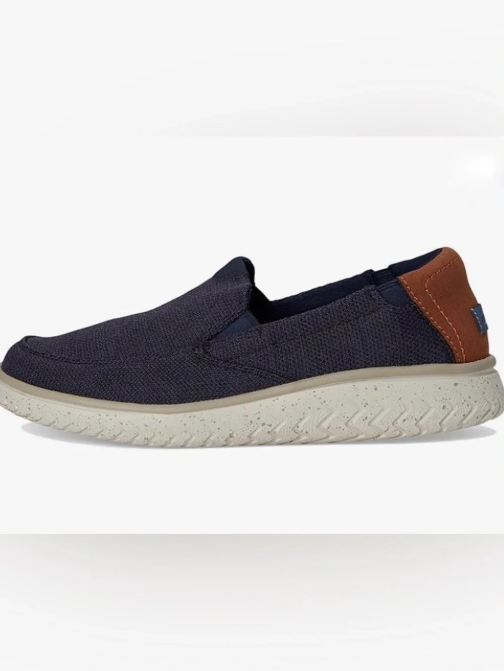 Clarks Navy Knit Slip-On with Brown Heel Tab Size 7.5